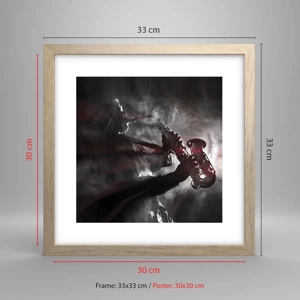 Poster in light oak frame - Lost in the Fog of Jazz - 30x30 cm