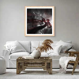 Poster in light oak frame - Lost in the Fog of Jazz - 30x30 cm