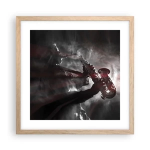 Poster in light oak frame - Lost in the Fog of Jazz - 40x40 cm