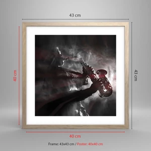 Poster in light oak frame - Lost in the Fog of Jazz - 40x40 cm