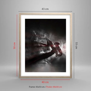 Poster in light oak frame - Lost in the Fog of Jazz - 40x50 cm