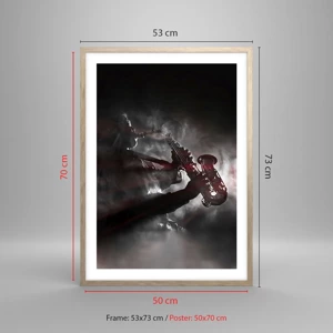 Poster in light oak frame - Lost in the Fog of Jazz - 50x70 cm