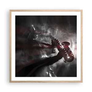 Poster in light oak frame - Lost in the Fog of Jazz - 60x60 cm