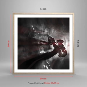 Poster in light oak frame - Lost in the Fog of Jazz - 60x60 cm