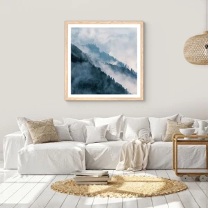 Poster in light oak frame - Mysticism of the Mountains - 40x40 cm