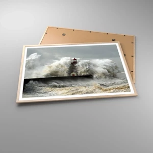 Poster in light oak frame - Rage of the Ocean - 100x70 cm