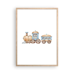 Poster in light oak frame - Standing at the Station… - 50x70 cm