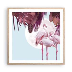 Poster in light oak frame - Three Bird Graces - 60x60 cm