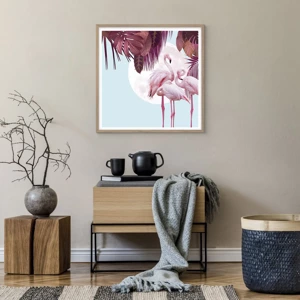 Poster in light oak frame - Three Bird Graces - 60x60 cm