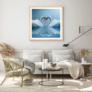 Poster in light oak frame - Time for Love - 30x30 cm