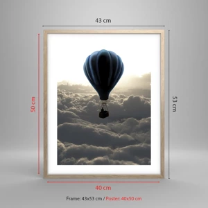 Poster in light oak frame - Wanderer above Clouds - 40x50 cm