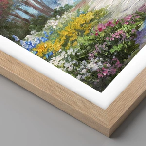 Poster in light oak frame - Wood Garden, Flowery Forest - 60x60 cm