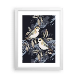 Poster in white frmae - Blue and Yellow Chirp - 30x40 cm