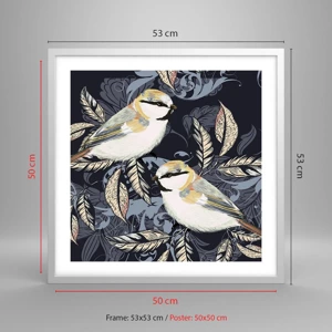 Poster in white frmae - Blue and Yellow Chirp - 50x50 cm