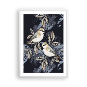 Poster in white frmae - Blue and Yellow Chirp - 50x70 cm