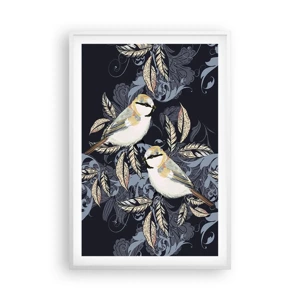 Poster in white frmae - Blue and Yellow Chirp - 61x91 cm