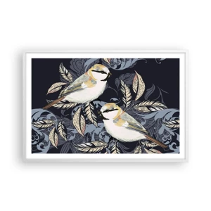 Poster in white frmae - Blue and Yellow Chirp - 91x61 cm