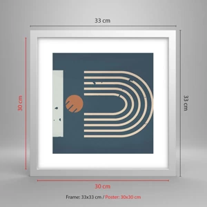 Poster in white frmae - Geometry on Navy Blue - 30x30 cm