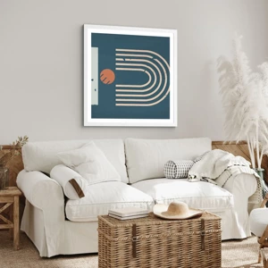 Poster in white frmae - Geometry on Navy Blue - 30x30 cm