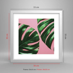 Poster in white frmae - Green Rendezvous - 30x30 cm