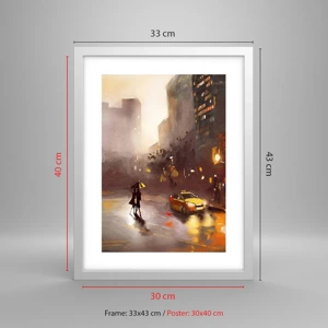 Poster in white frmae - In New York Lights - 30x40 cm