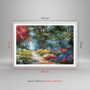 Poster in white frmae - Wood Garden, Flowery Forest - 100x70 cm