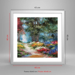 Poster in white frmae - Wood Garden, Flowery Forest - 40x40 cm