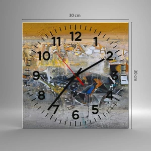 Wall clock - Clock on glass - All Will Work out - 30x30 cm