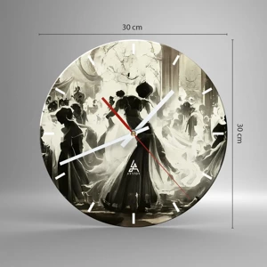 Wall clock - Clock on glass - Big Masquerade - 30x30 cm