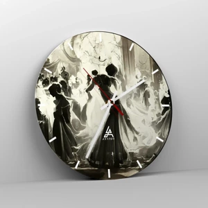 Wall clock - Clock on glass - Big Masquerade - 30x30 cm