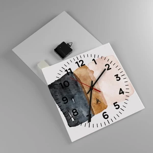 Wall clock - Clock on glass - Composition of the Colours of the Soil - 30x30 cm