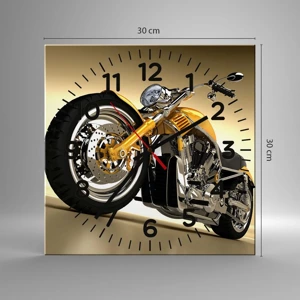 Wall clock - Clock on glass - Dreams of Strength and Speed - 30x30 cm