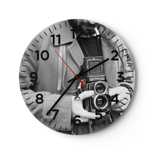 Wall clock - Clock on glass - In Retro Style - 30x30 cm