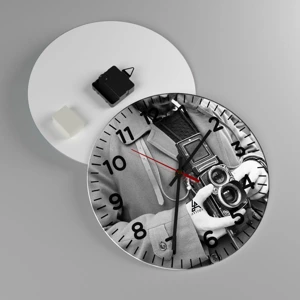 Wall clock - Clock on glass - In Retro Style - 30x30 cm