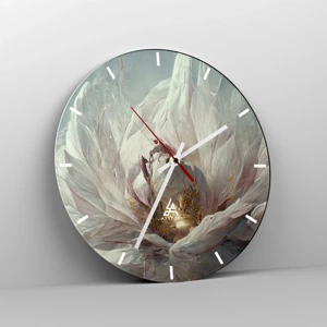 Wall clock - Clock on glass - It Blooms Once Every Hunderd Years - 30x30 cm