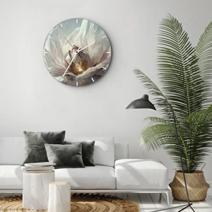 Wall clock - Clock on glass - It Blooms Once Every Hunderd Years - 30x30 cm