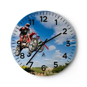 Wall clock - Clock on glass - Jump to the Sky - 40x40 cm