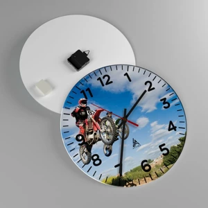 Wall clock - Clock on glass - Jump to the Sky - 40x40 cm