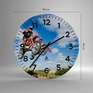 Wall clock - Clock on glass - Jump to the Sky - 40x40 cm