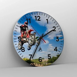 Wall clock - Clock on glass - Jump to the Sky - 40x40 cm