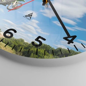 Wall clock - Clock on glass - Jump to the Sky - 40x40 cm