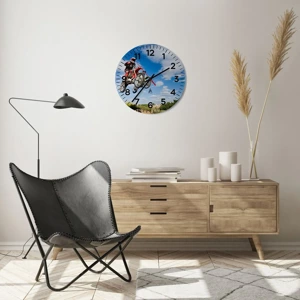 Wall clock - Clock on glass - Jump to the Sky - 40x40 cm