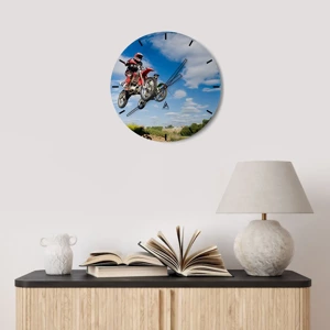 Wall clock - Clock on glass - Jump to the Sky - 40x40 cm