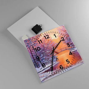 Wall clock - Clock on glass - Let's Meet Here - 30x30 cm