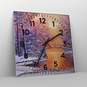 Wall clock - Clock on glass - Let's Meet Here - 30x30 cm