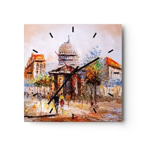 Wall clock - Clock on glass - Parisian Walk - 30x30 cm