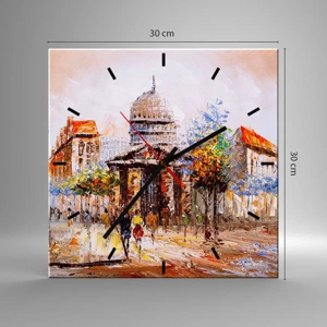 Wall clock - Clock on glass - Parisian Walk - 30x30 cm