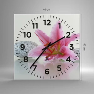 Wall clock - Clock on glass - Study in Pink, Grey and White - 40x40 cm