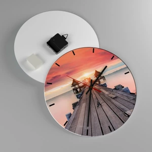 Wall clock - Clock on glass - Sunset on the East - 30x30 cm