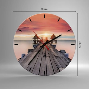 Wall clock - Clock on glass - Sunset on the East - 30x30 cm